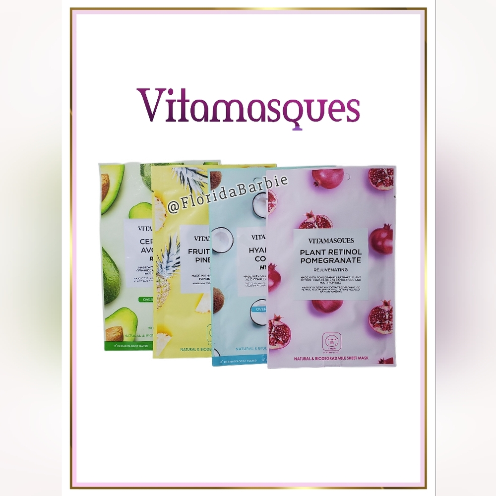 Vitamasques Skincare Women Men Face Sheet Mask Skincare Bundle 4pcs